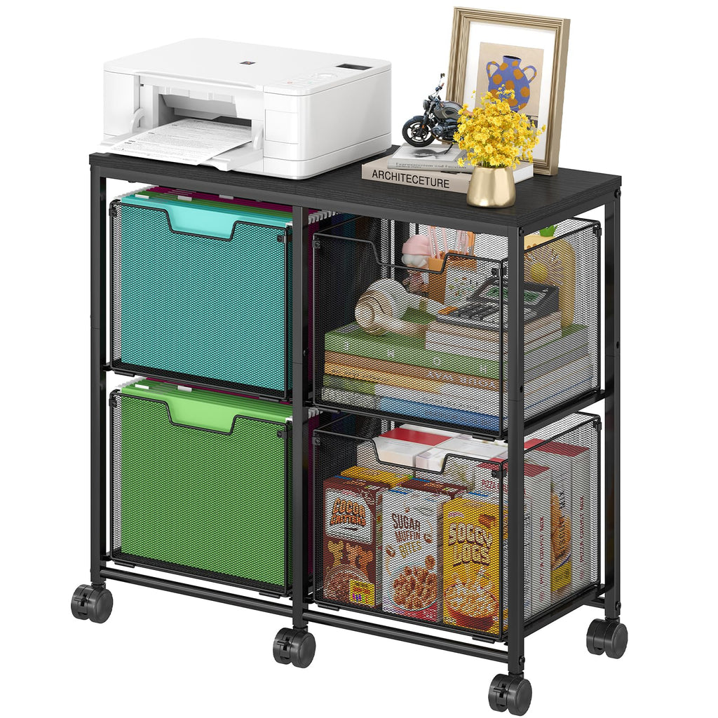Black 4 Drawer Mobile File Cabinet N7003