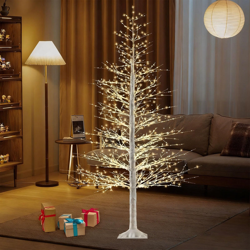7FT Lighted Birch Tree with 1500 Warm LED Lights W1146