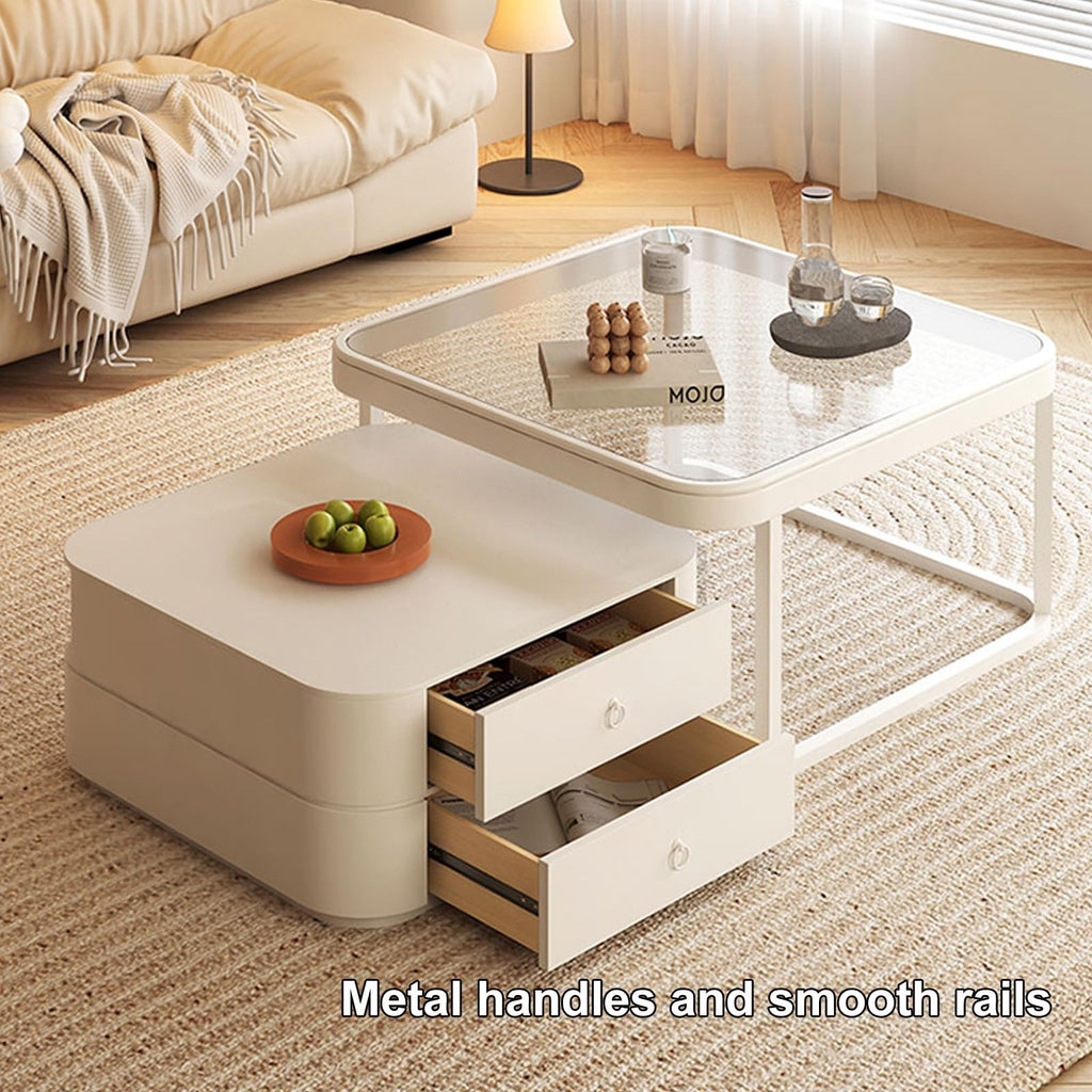 Brown Square Glass Nesting Coffee Table Set of 2 P412500