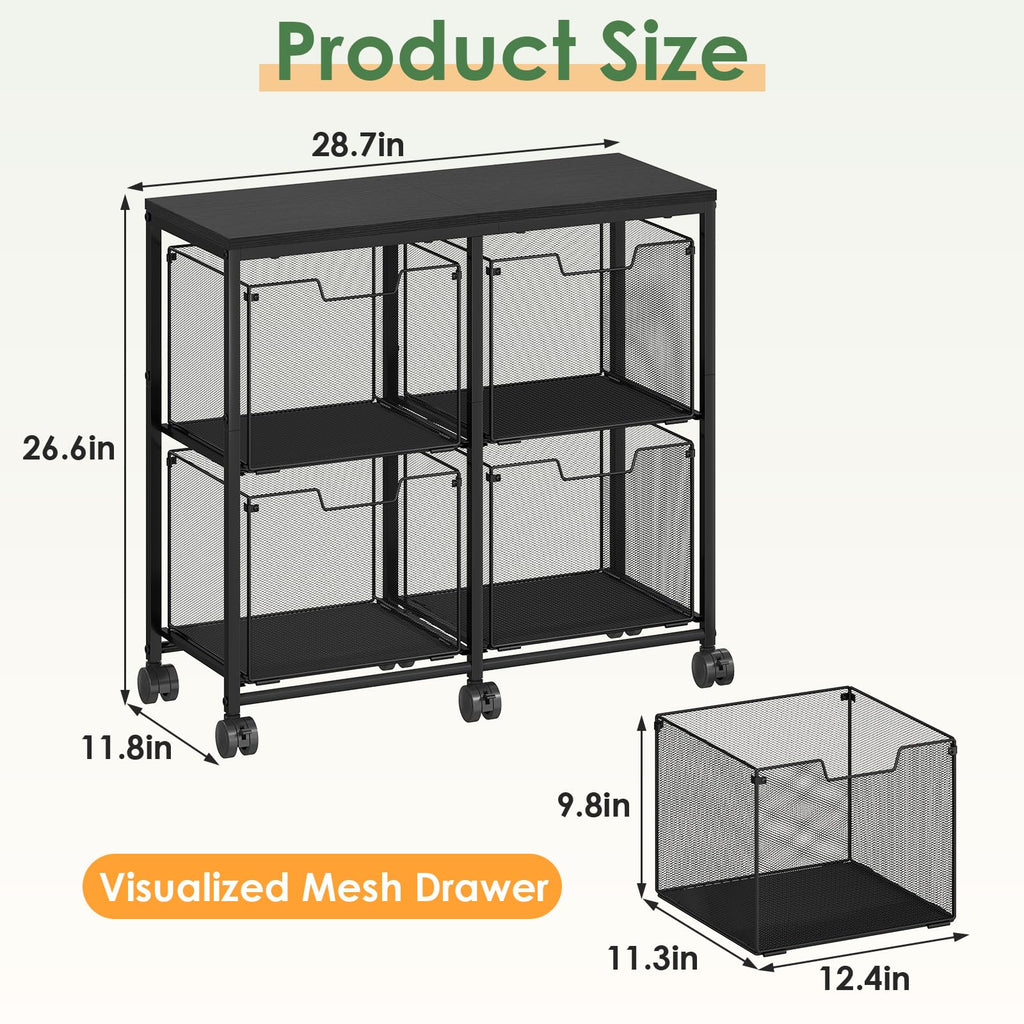 Black 4 Drawer Mobile File Cabinet N7003