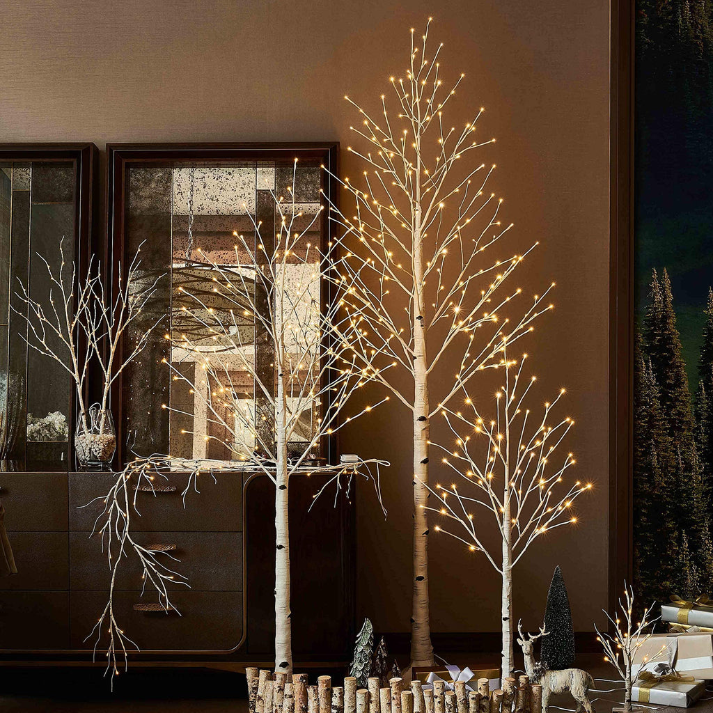 Lighted Birch Tree 8FT 240 Warm White Lights Z253